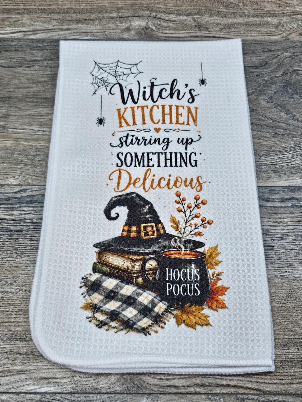 Witch's Kitchen Halloween Dish Towel Hocus Pocus Fall Kitchen Decor